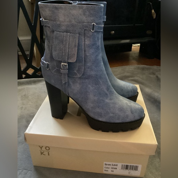 Yoki Denim Heel Booties New In Box - Picture 7 of 16